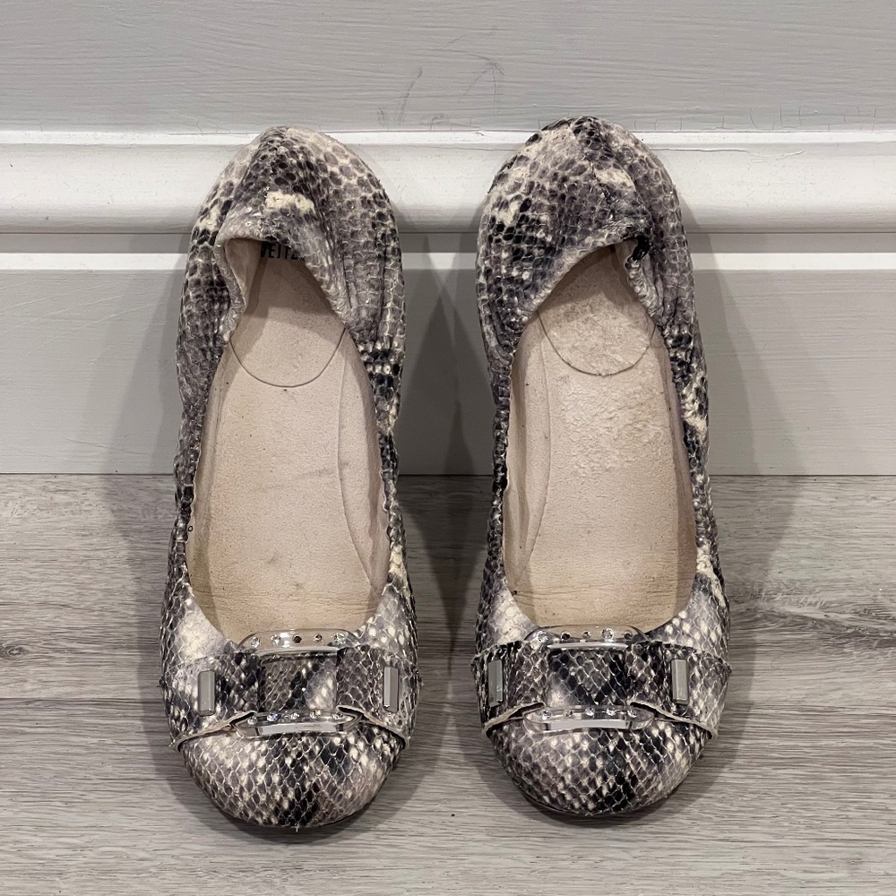Stuart Weitzman Leather Snakeskin Python Ballet F… - image 1